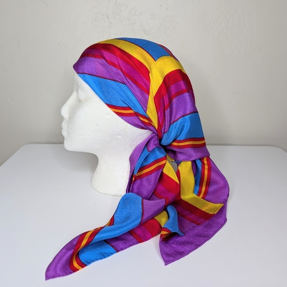 Vintage Liz Claiborne Large Vibrant Silk Scarf - Picture 1 of 7